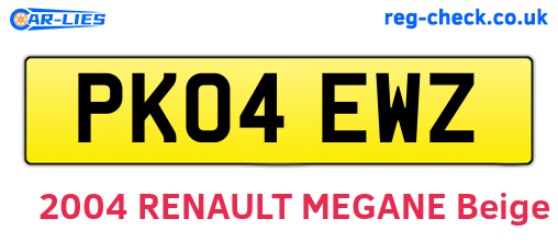 PK04EWZ are the vehicle registration plates.