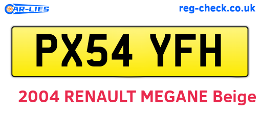 PX54YFH are the vehicle registration plates.