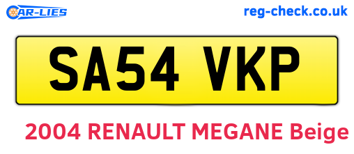 SA54VKP are the vehicle registration plates.