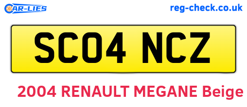 SC04NCZ are the vehicle registration plates.