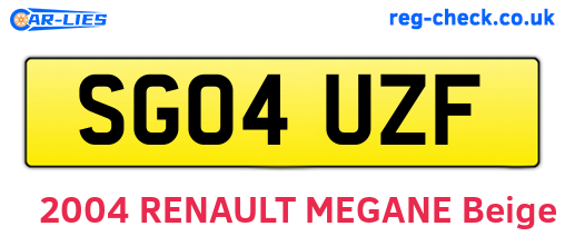 SG04UZF are the vehicle registration plates.