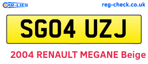 SG04UZJ are the vehicle registration plates.