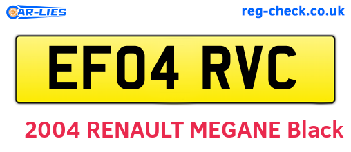 EF04RVC are the vehicle registration plates.