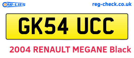 GK54UCC are the vehicle registration plates.