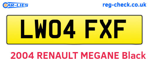 LW04FXF are the vehicle registration plates.