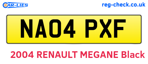 NA04PXF are the vehicle registration plates.