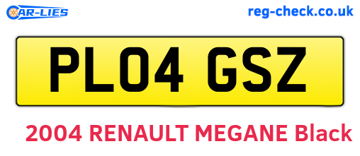 PL04GSZ are the vehicle registration plates.