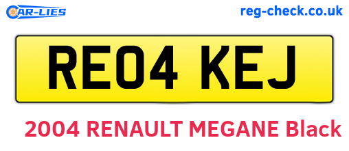 RE04KEJ are the vehicle registration plates.