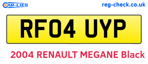 RF04UYP are the vehicle registration plates.
