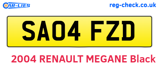 SA04FZD are the vehicle registration plates.