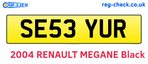 SE53YUR are the vehicle registration plates.