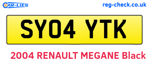 SY04YTK are the vehicle registration plates.