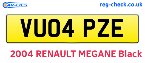 VU04PZE are the vehicle registration plates.