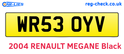 WR53OYV are the vehicle registration plates.