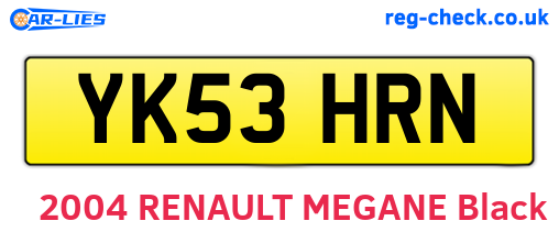 YK53HRN are the vehicle registration plates.