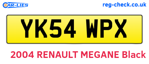 YK54WPX are the vehicle registration plates.