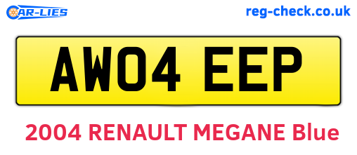 AW04EEP are the vehicle registration plates.