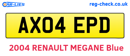 AX04EPD are the vehicle registration plates.