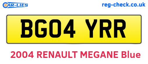 BG04YRR are the vehicle registration plates.