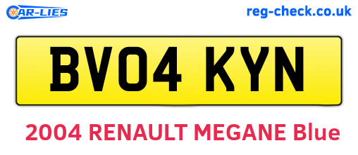 BV04KYN are the vehicle registration plates.