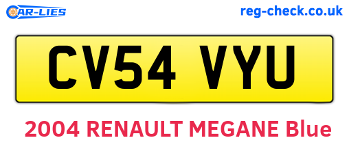 CV54VYU are the vehicle registration plates.