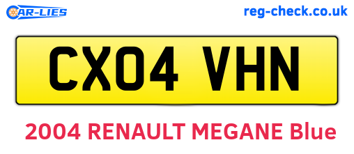 CX04VHN are the vehicle registration plates.