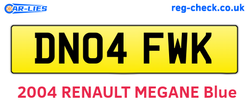 DN04FWK are the vehicle registration plates.