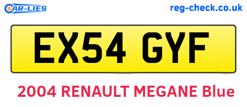 EX54GYF are the vehicle registration plates.