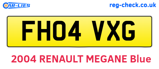 FH04VXG are the vehicle registration plates.
