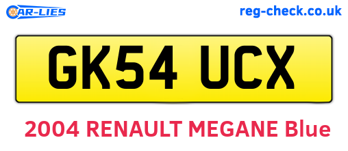 GK54UCX are the vehicle registration plates.