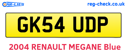 GK54UDP are the vehicle registration plates.