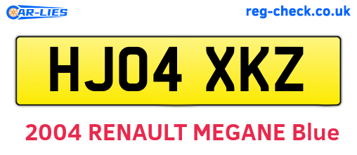 HJ04XKZ are the vehicle registration plates.