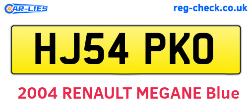 HJ54PKO are the vehicle registration plates.