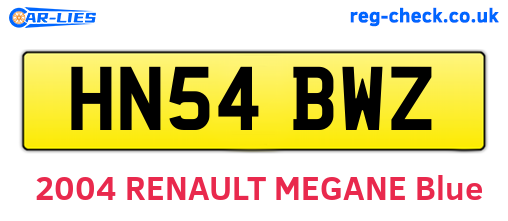 HN54BWZ are the vehicle registration plates.