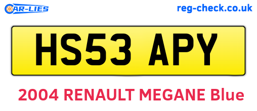 HS53APY are the vehicle registration plates.