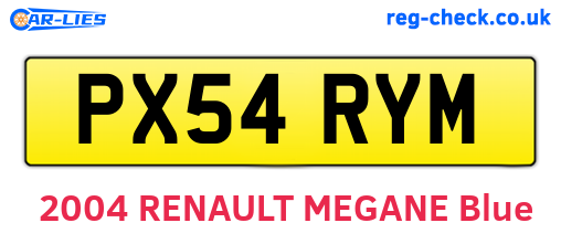 PX54RYM are the vehicle registration plates.