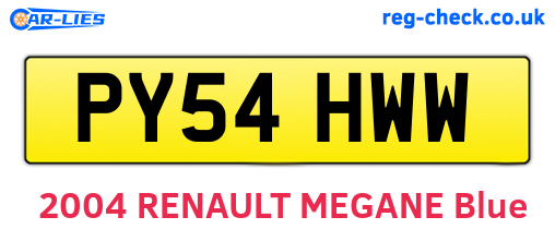 PY54HWW are the vehicle registration plates.