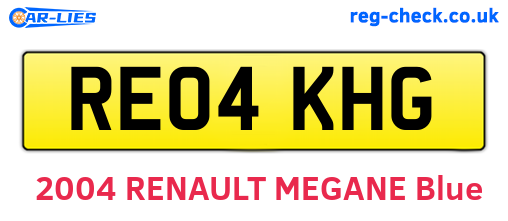 RE04KHG are the vehicle registration plates.