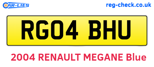 RG04BHU are the vehicle registration plates.