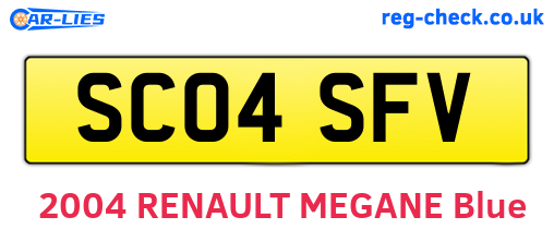 SC04SFV are the vehicle registration plates.