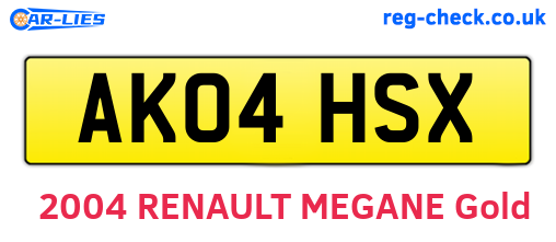 AK04HSX are the vehicle registration plates.