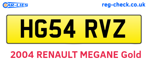 HG54RVZ are the vehicle registration plates.