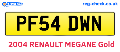 PF54DWN are the vehicle registration plates.