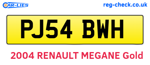 PJ54BWH are the vehicle registration plates.
