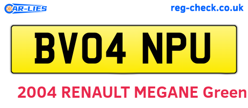 BV04NPU are the vehicle registration plates.