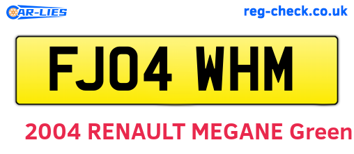 FJ04WHM are the vehicle registration plates.