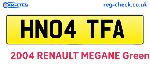 HN04TFA are the vehicle registration plates.