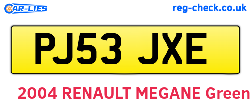 PJ53JXE are the vehicle registration plates.