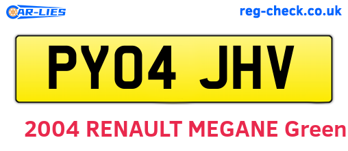 PY04JHV are the vehicle registration plates.