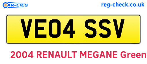 VE04SSV are the vehicle registration plates.